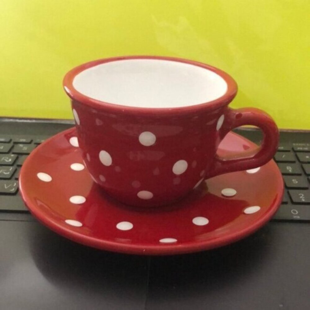 City to Cottage Tea cup and plate Polka Dotted